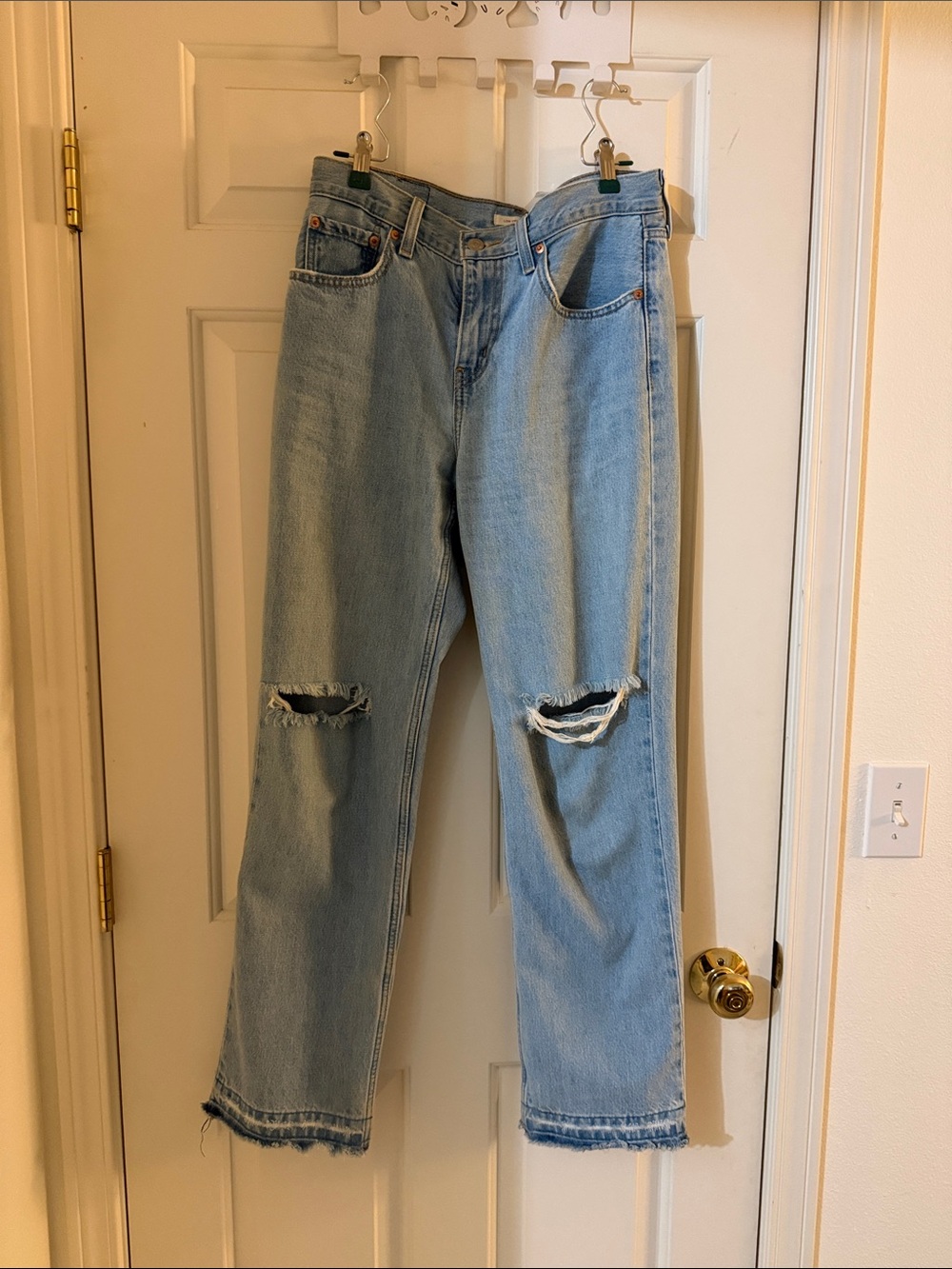 levis Distressed Straight Leg Jeans